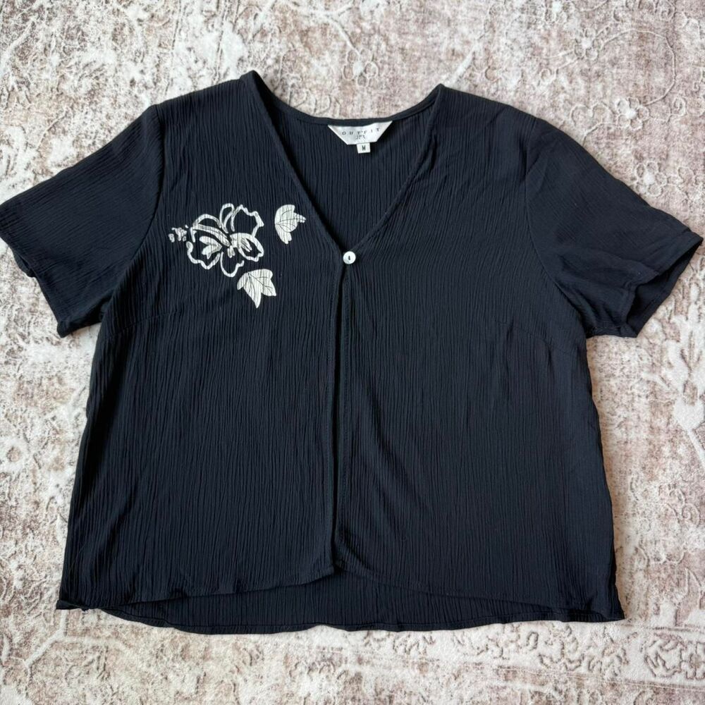 Outfit JPR Women's Button Front Hibiscus Flower Blouse Size M